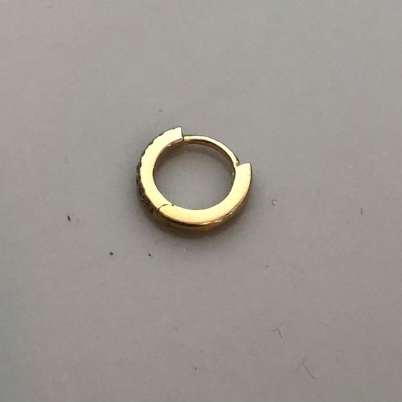 Diamond pave 14K hoop earring huggie SINGLE - Picture 1 of 2